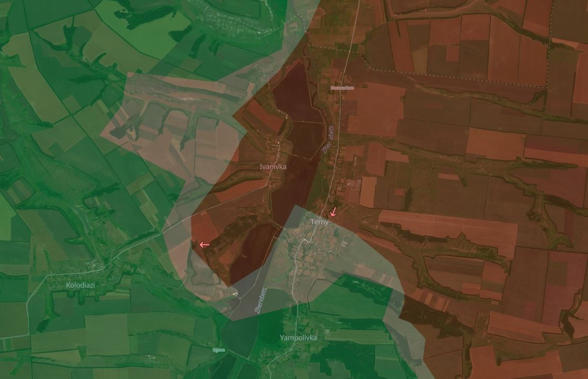 Venäläisjoukot etenivät Zherebets-joen yli vuodenvaihteen jälkeen. / deepstatemap.live